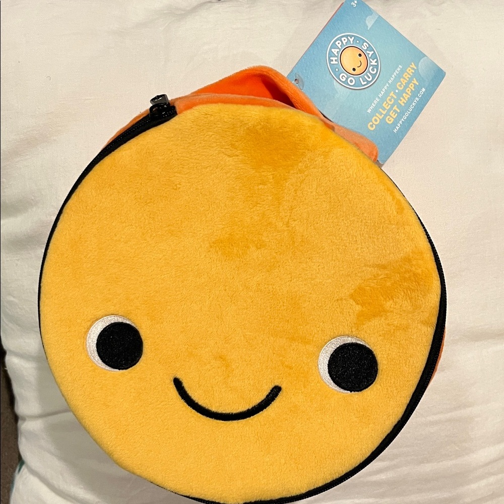 Hallmark Plush Smile Round Cosmetic Bag in Yellow and Black